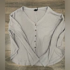 Free People Grey Waffle Knit Long Sleeve